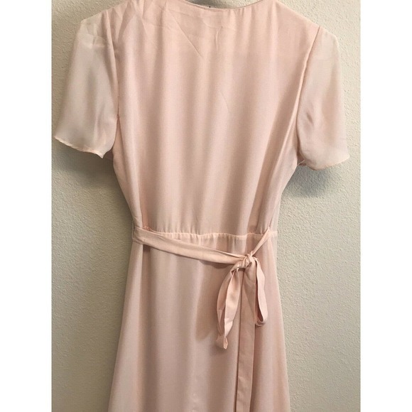 Lulu's Maxi Dress Crescendo Blush Pink Wrap Size XS Slit - Picture 6 of 7